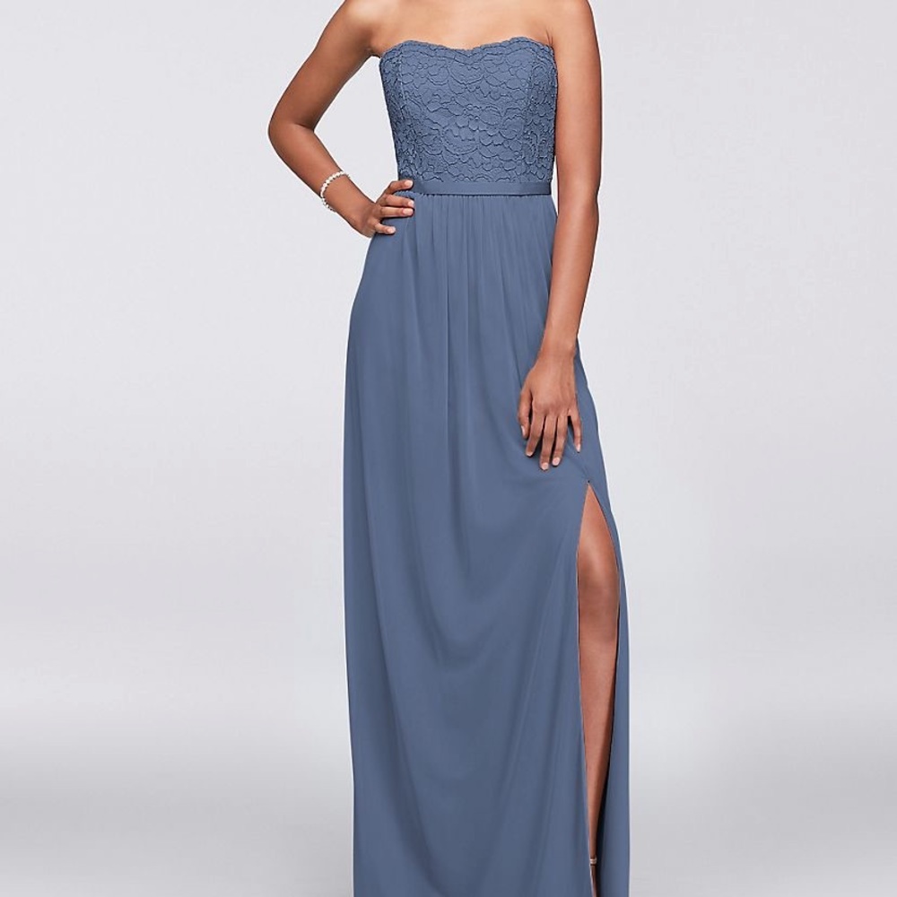 David’s Bridal, Lace Long Bridesmaid Dress, Size 0
